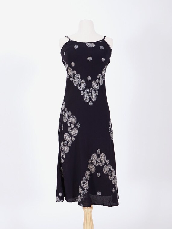 Navy Bandana Print Slip Dress
