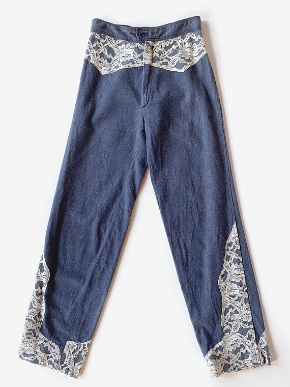 Lace Chambray Denim Pants