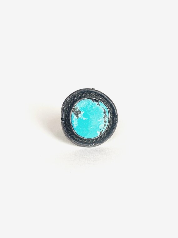 Round Silver & Turquoise Ring