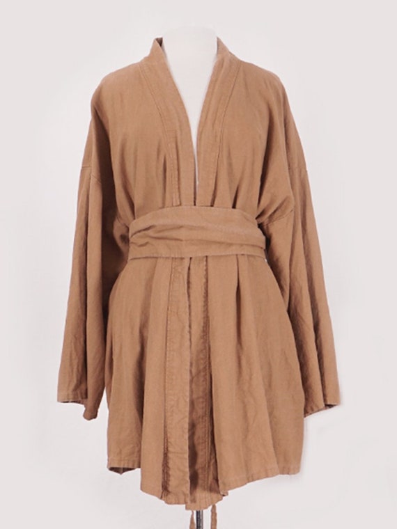 Camel Linen Belted Coat
