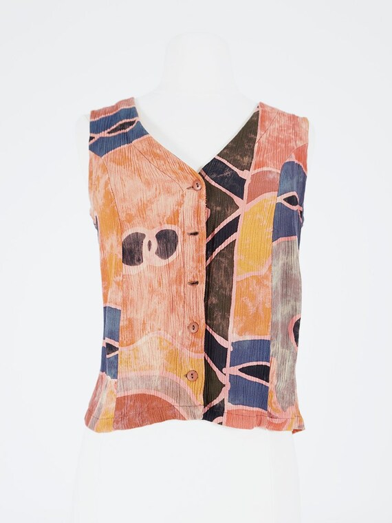 Orange Batik Tropical Top