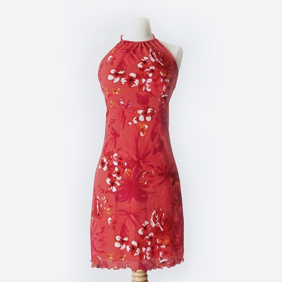 90's Hot Pink Hawaiian Print Mini Dress