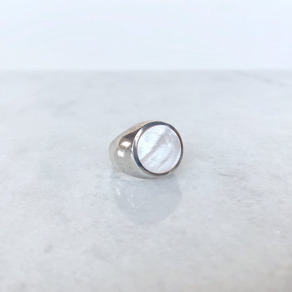 Silver Moonstone Signet Ring