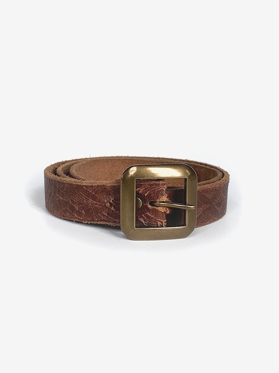Brown Tooled Leather Belt
