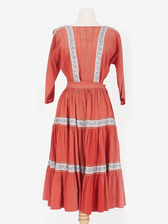 50's Coral Blouse & Skirt Set