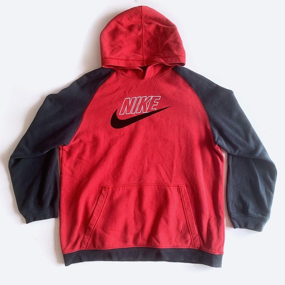90s Nike Logo Red & Black Hoodie Sweatshirt