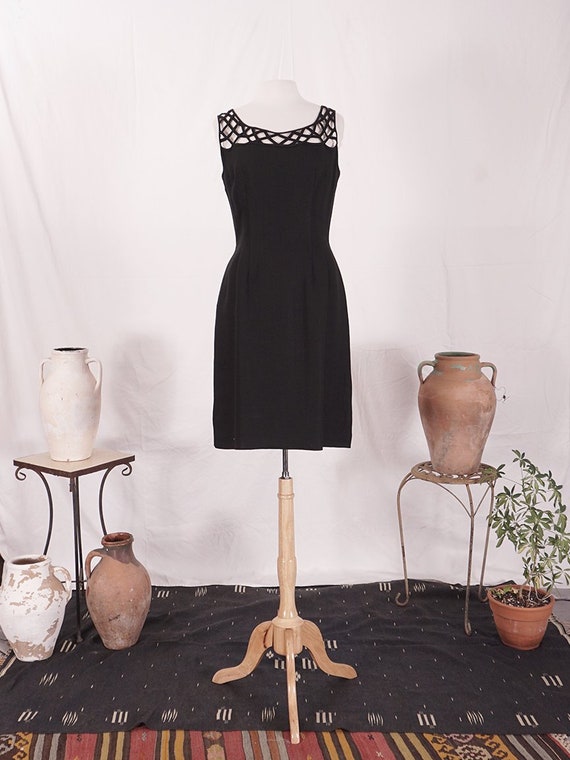 60's Black Linen Dress