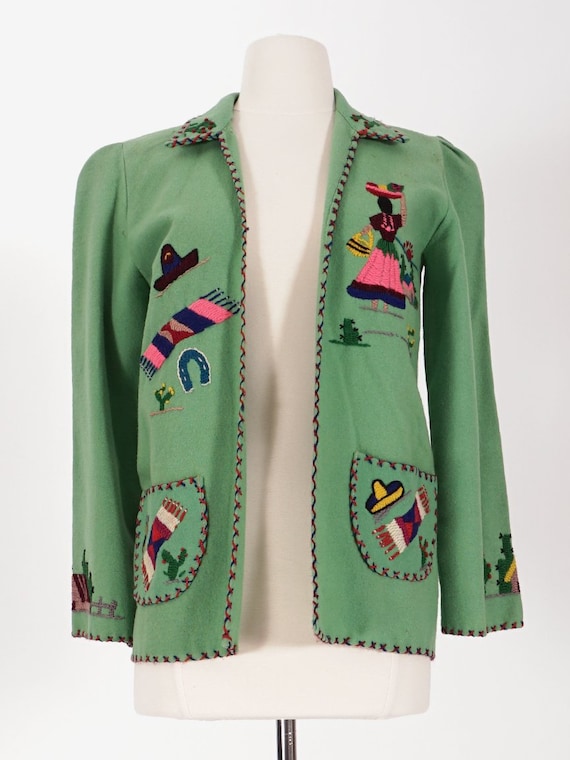 50's Green Wool Mexican Tourist Jacket