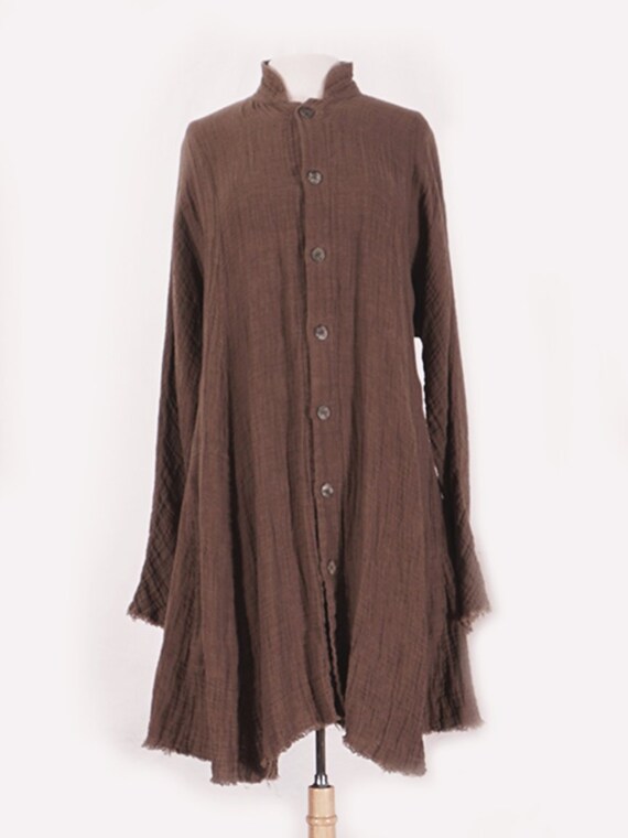 Olive Linen Duster Coat