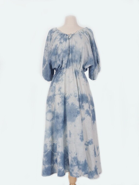 Indigo Dyed Cotton Peasant Dress