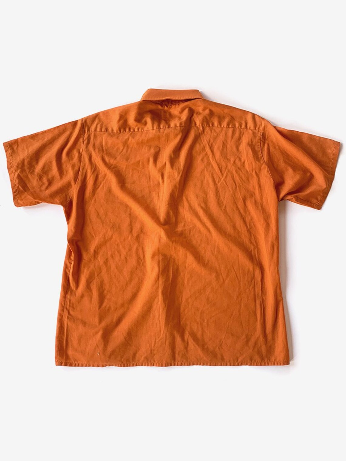 70's Orange Short Sleeve Button Up | Etsy