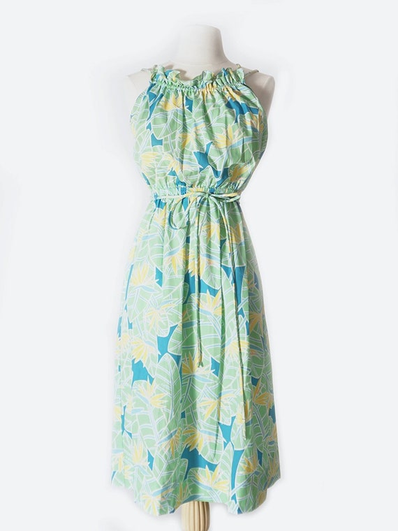 Light Green Hawaiian Ruffle Strappy Dress