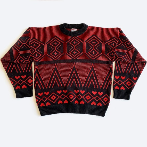80's Red & Black Graphic Sweater