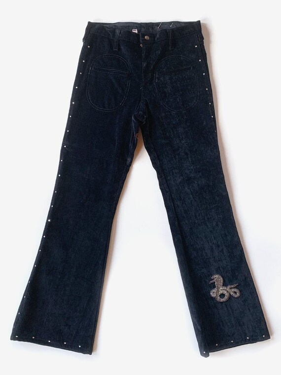 1970's Black Velvet Rhinestone Pants