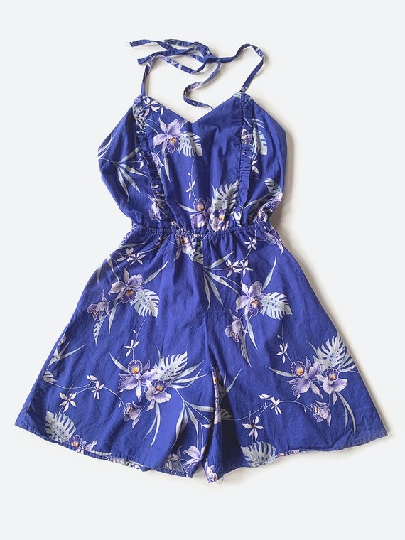 Blue Hawaiian Print Romper