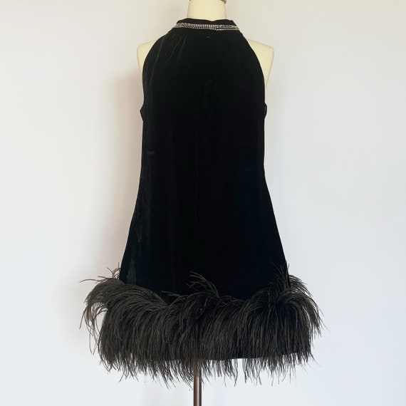 Black Velvet Audrey Hepburn Feather Hem Dress