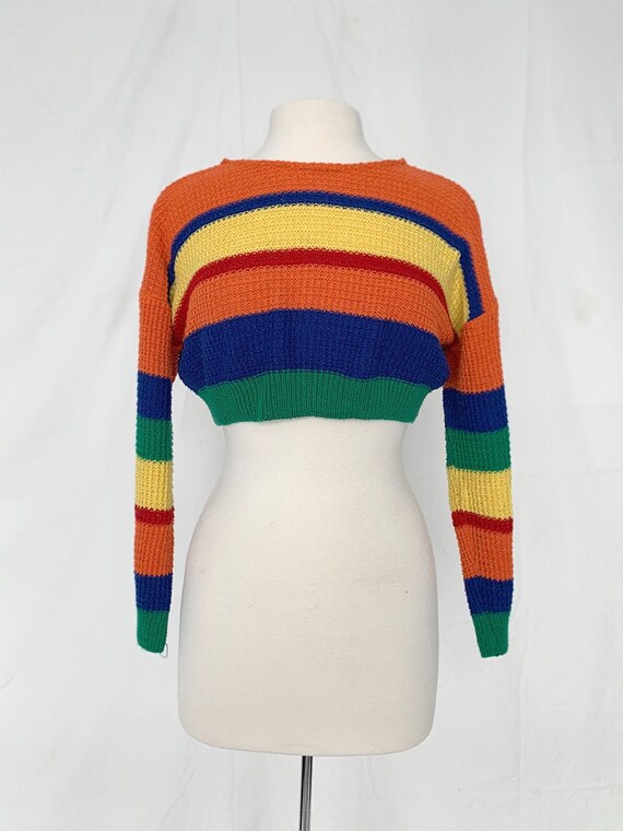 Rainbow Crop Knit Sweater
