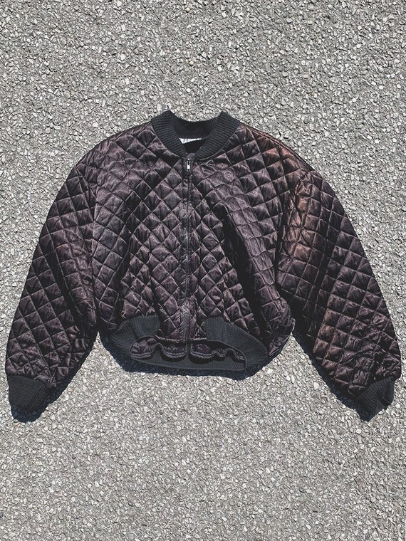 90's Black Quilted Bomber