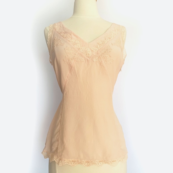 1980's does 40s Pink Silk Camisole w/ Tie Back