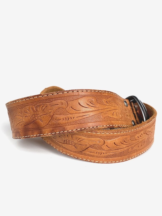 Tooled Leather Floral Belt