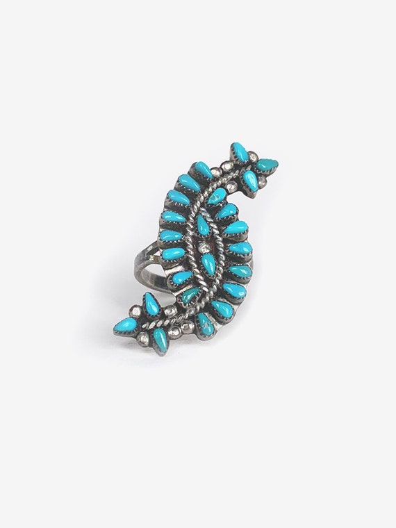 Curved Silver & Turquoise Ring