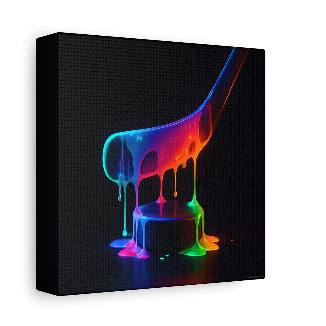 Neon Hockey Puck Paint Drip Canvas Art: Vibrant Abstract Print - Etsy