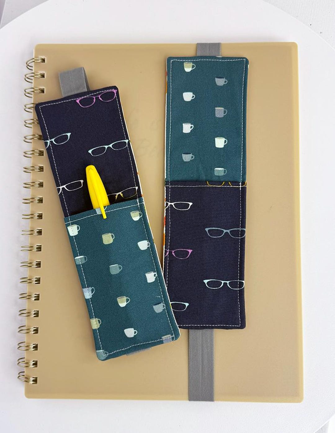 Fabric Journal Bookmark With Pen Holder – Elastic Notebook Band ...