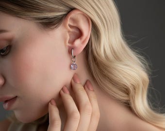 Birthstone Hoop Earrings • Silver Minimalist Jewelry • Dainty Gemstone Hoops • Meaningful Gift • Anniversary Gift • Mother’s Day Gift
