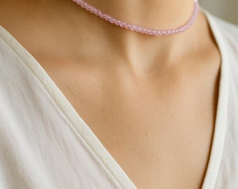 Pink Beaded Necklace • Minimal Bracelet or Anklet • Soft Pink Jewelry • Anniversary Gift • Mother’s Day Gift