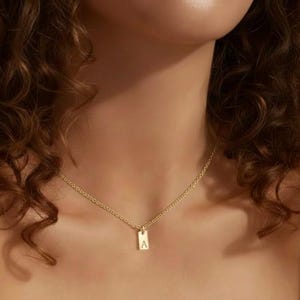Custom Initial Necklace • Rectangle Pendant • Personalized Letter Jewelry • Dainty Minimal Necklace • Anniversary Gift • Mother’s Day Gift
