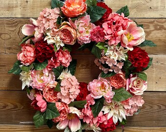 Pink Floral Summer Wreath