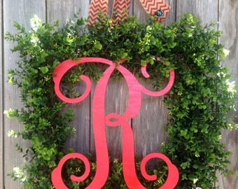 Square Monogram Boxwood Wreath-Boxwood Wreath-Housewarming Gift-Modern Wreath-Monogram Gift-Monogram Wreath-Monogram Wedding Gift