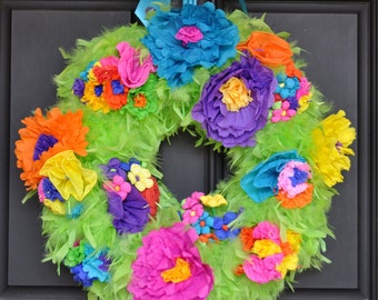 Fiesta Wreath-Cinco de Mayo Wreath-Fiesta Decor-Party Decor-Door Wreath-Mexican Wreath-Mexican Theme Decor-Mexican Style Wreath-Housewarming