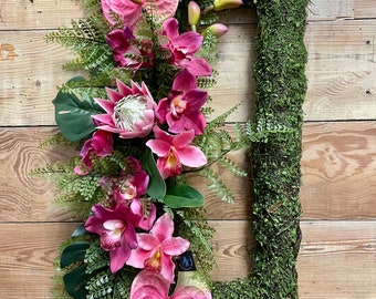 Anthurium Lily and Plumeria Rectangular Summer Wreath