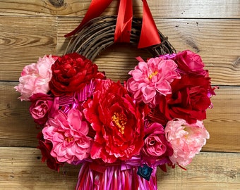 Red & Pink Peony Valentine's Day Wreath