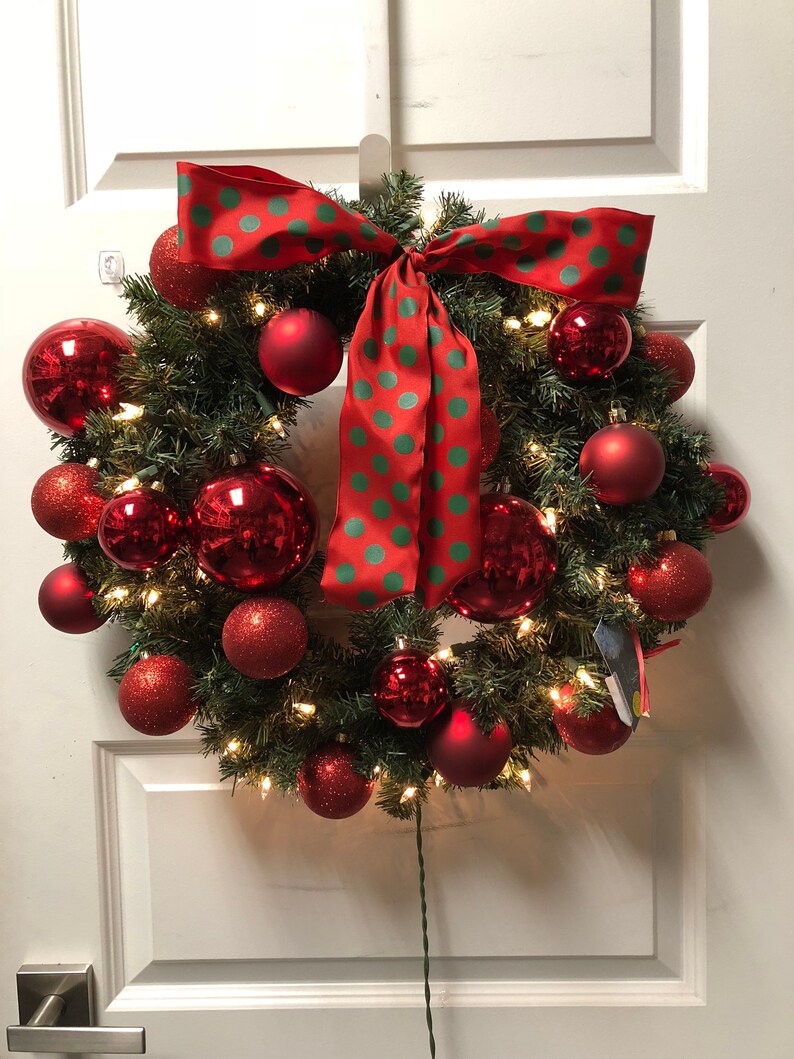 Evergreen Wreath-Light up Wreath-Christmas Spirit Wreath Christmas Wreath-Holida Wreath-Oranament Wreath