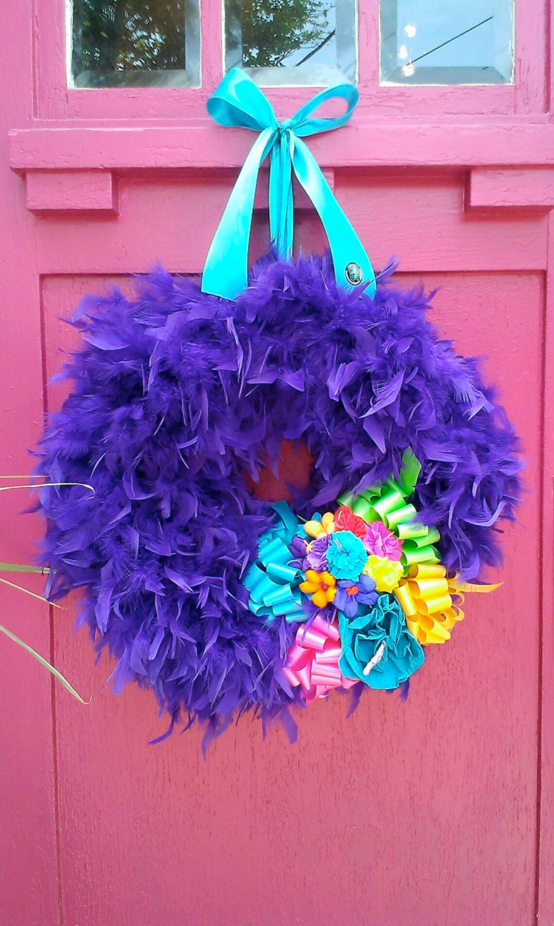 Front Door Wreathpurple Wreathfeather Wreathpurple Feather Etsy