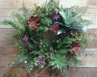 Succulent Wreath-Faux Succulent Wreath-Boho Succulent Wreath-Door Wreath-Faux Succulent Door Wreath-Boho Style Wreath