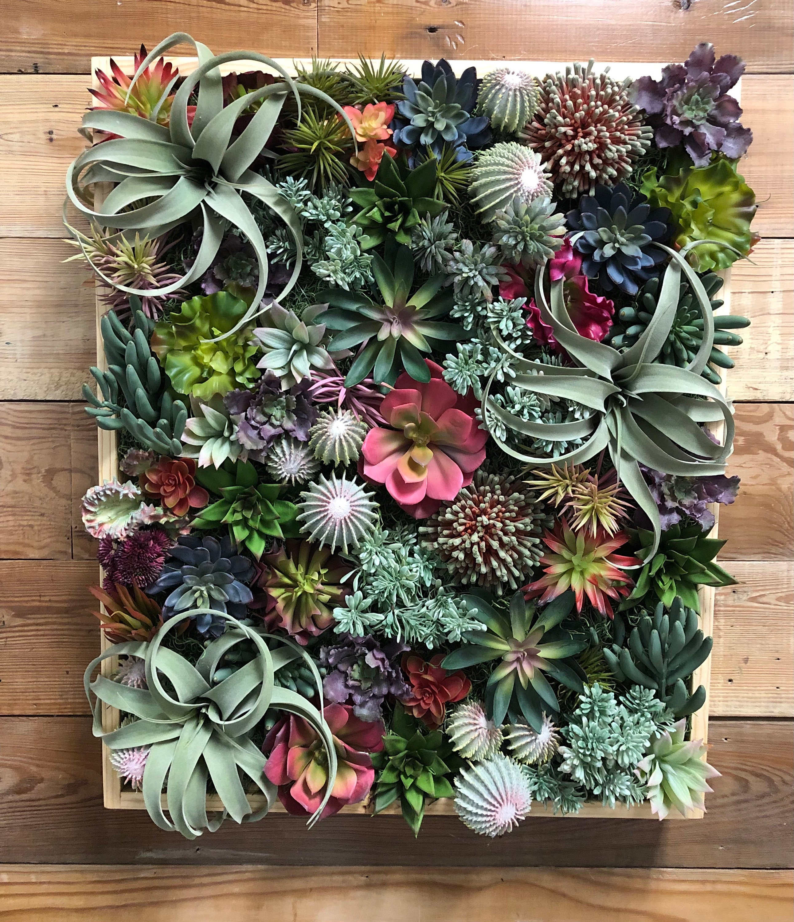 Faux Succulent Wall Art, Succulent Wall Decor, Faux Succulent Wood