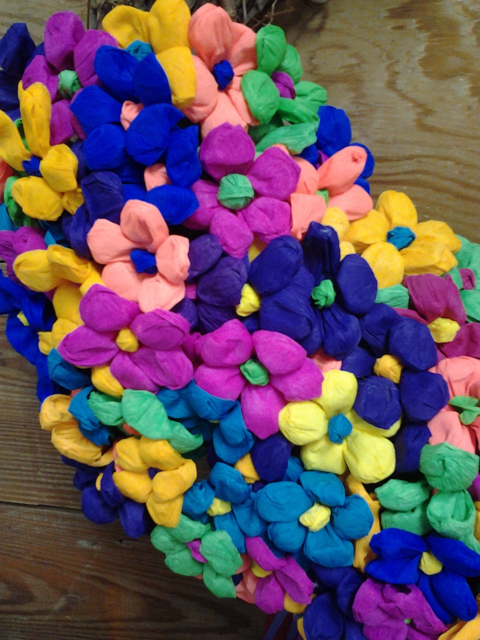 Floral Wreathpaper Flower Wreathmexican Paper Flower Etsy