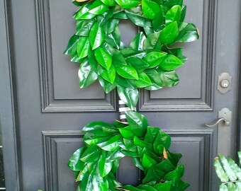 Magnolia Wreath-Large Magnolia Wreath-Magnolia Leaf Wreath-Magnolia Leaf-Faux Magnolia Wreath-Double Magnolia Wreath-Housewarming Gift