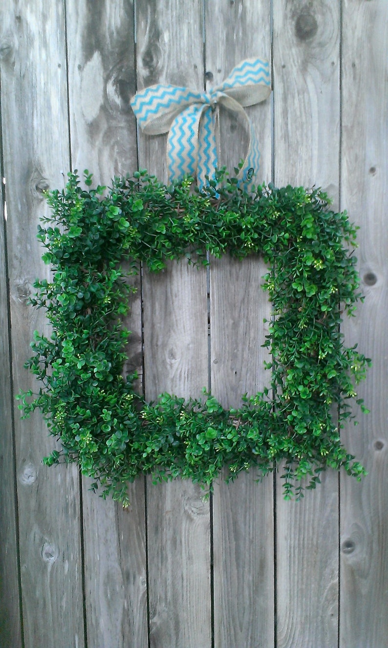 Boxwood Wreath-Faux Boxwood Wreath-Square Boxwood Wreath-Year Round Wreath-Square Wreath-Green Wreath-Modern Wreath-Housewarming Gift