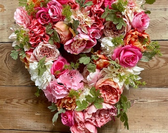 Light Pink Rose Heart Shaped Wreath
