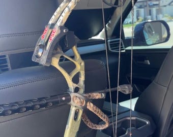 Heavy Duty Bow Holder Headrest Hook | Vehicle Seat Organizer for Bags, Gear (3D Printed)