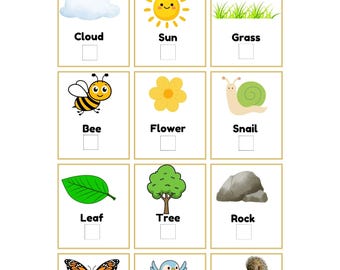 Búsqueda del tesoro en la naturaleza para niños, actividad al aire libre imprimible, paseo por la naturaleza para niños pequeños, juego de jardín de verano, descarga digital instantánea.