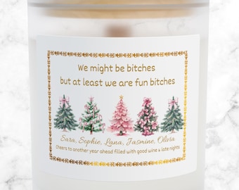 Vela navideña divertida de amigos, vidrio esmerilado, 11 oz, humor festivo