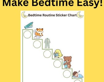 Visual Bedtime Routine Chart for Toddlers, Sticker Reward Chart, Printable Nighttime Schedule, Montessori Routine, Instant Download PDF