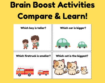 Tarjetas de comparación para niños pequeños (solo digitales), Actividad imprimible para preescolar (PDF)
