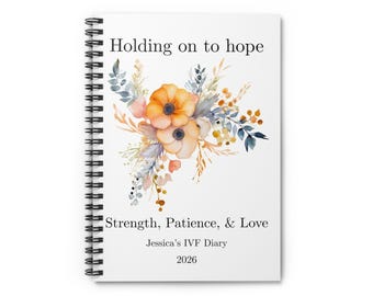 Cuaderno espiral/diario rayado "Aferrándose a la esperanza" con flores de FIV