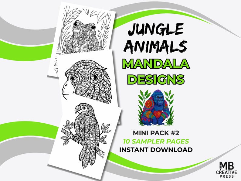 Printable Jungle Animals Coloring Pages for Kids Ages 8–12 | Mandala ...